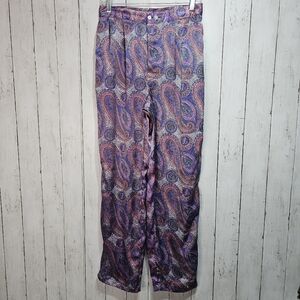 Christian Dior Monsieur Men's Paisley Satin Pajama Pants Size Large Button Fly.